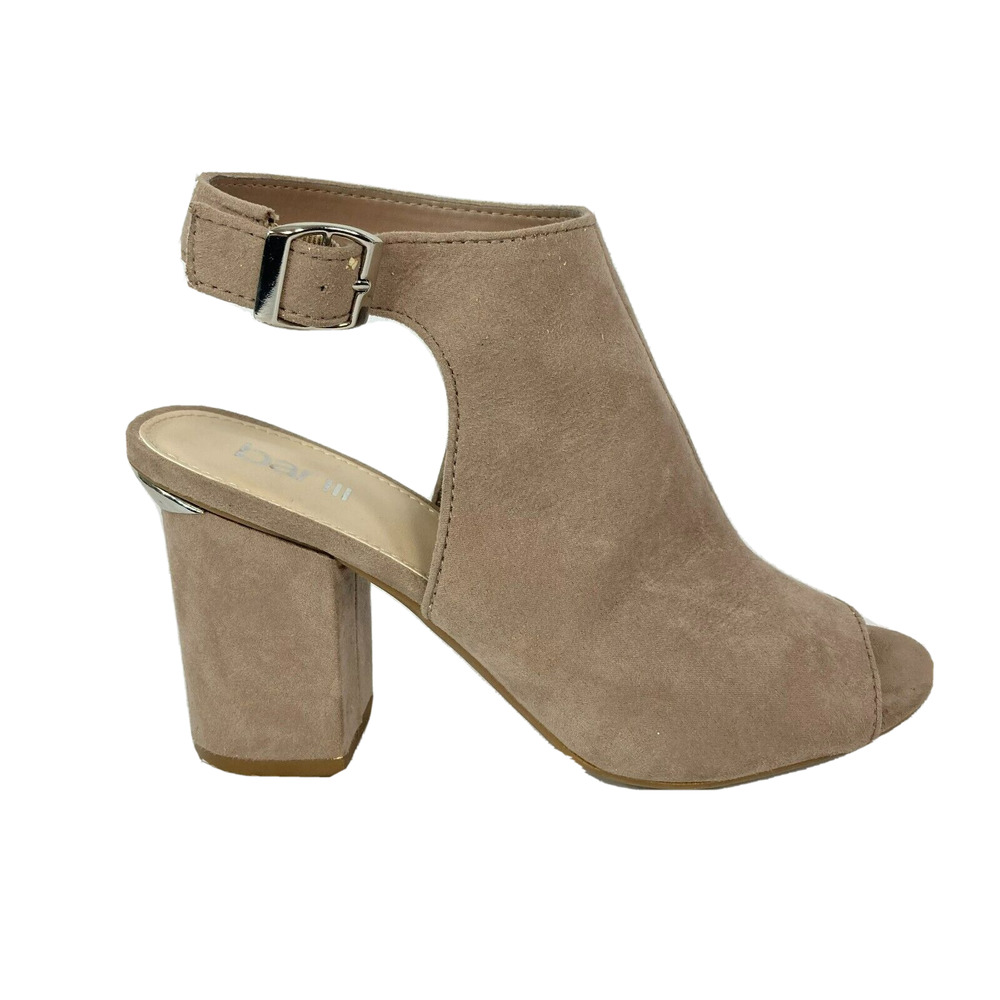 Bar‎ III Shoes Womens Sz 7 Micro Suede Open Toe Buckle Ankle Strap Heel Sandals